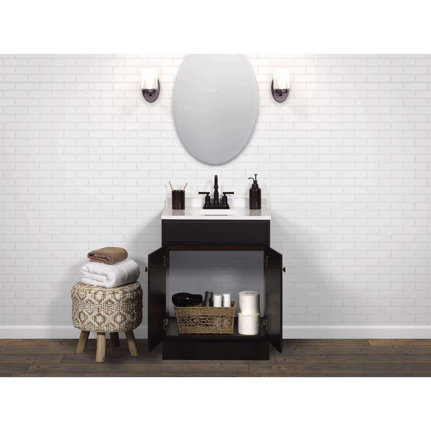 Zenna Home Single Espresso Bathroom Vanity 24 in. W X 18 in. D X 35 in. H