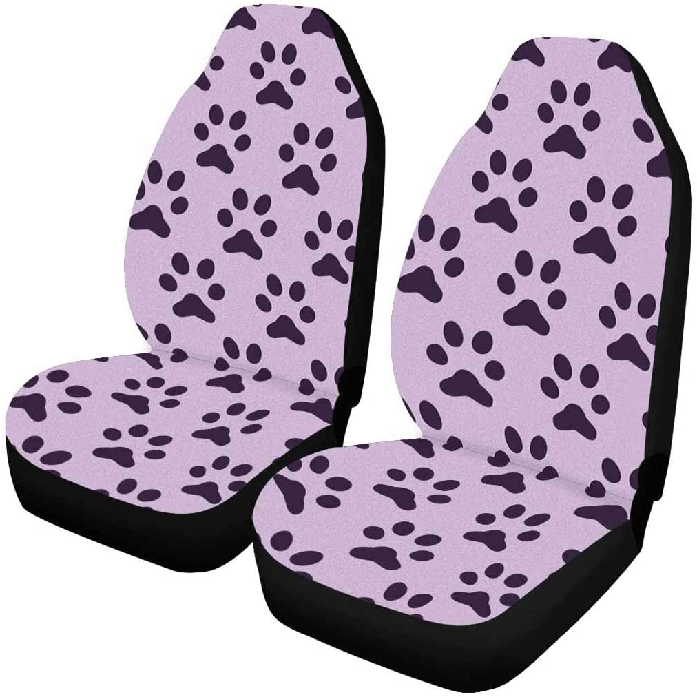 FMSHPON Set of 2 Car Seat Covers Pet Paw Footprint Universal Auto Front Seats Protector Fits for Car，SUV Sedan，Truck