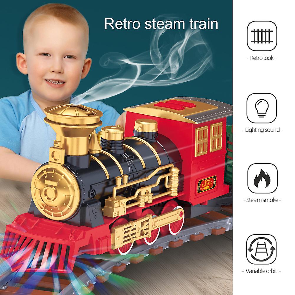 Christmas Train Toy Electric Rail Train Spray With Realistic Sound And Headlight Christmas Scene Children Car Gift