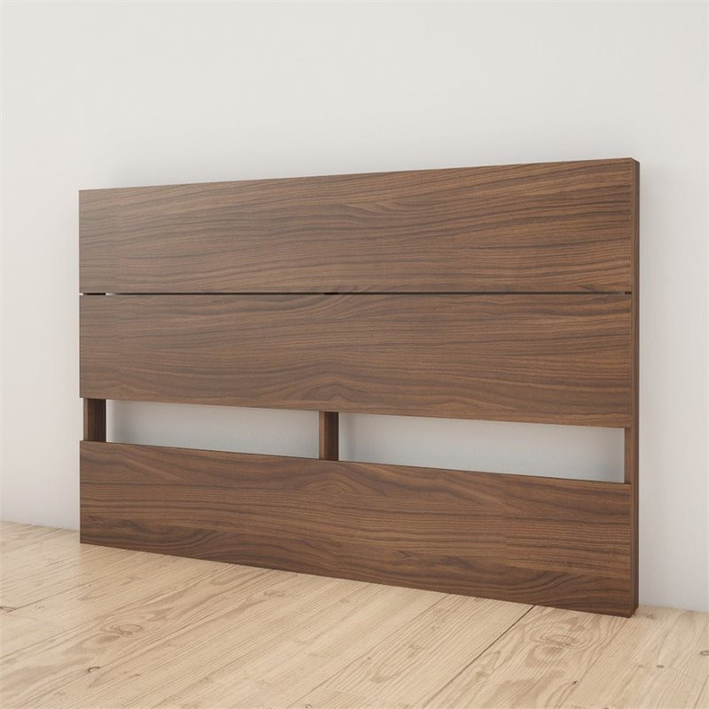 Nexera 365331 Full Size Plank Effect Headboard Walnut   Transitional   Headboards   by Homesquare  Houzz