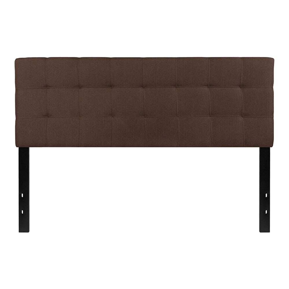 Offex Contemporary Tufted Upholstered Queen Size Panel Headboard in Dark Brown Fabric - - 27413719