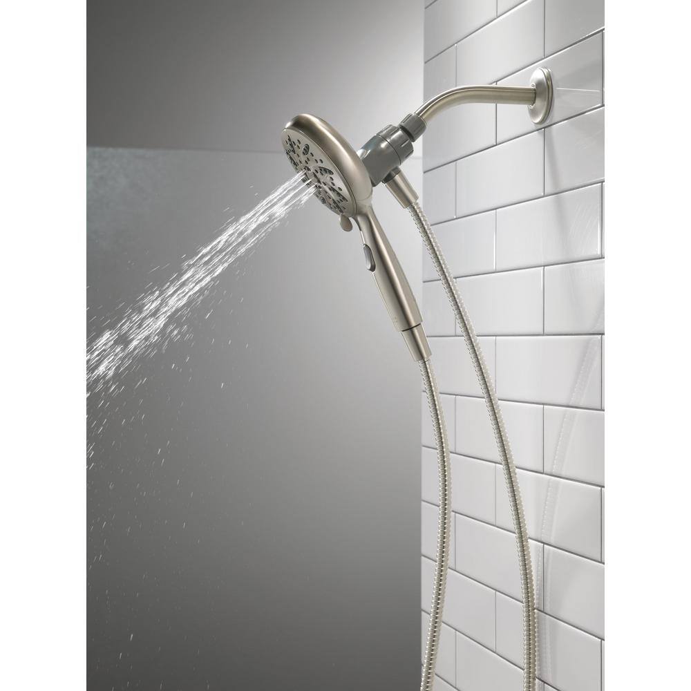 Delta SureDock Magnetic 6-Spray Patterns 1.75 GPM 4.94 in. Wall Mount Handheld Shower Head in Brushed Nickel 75689SN