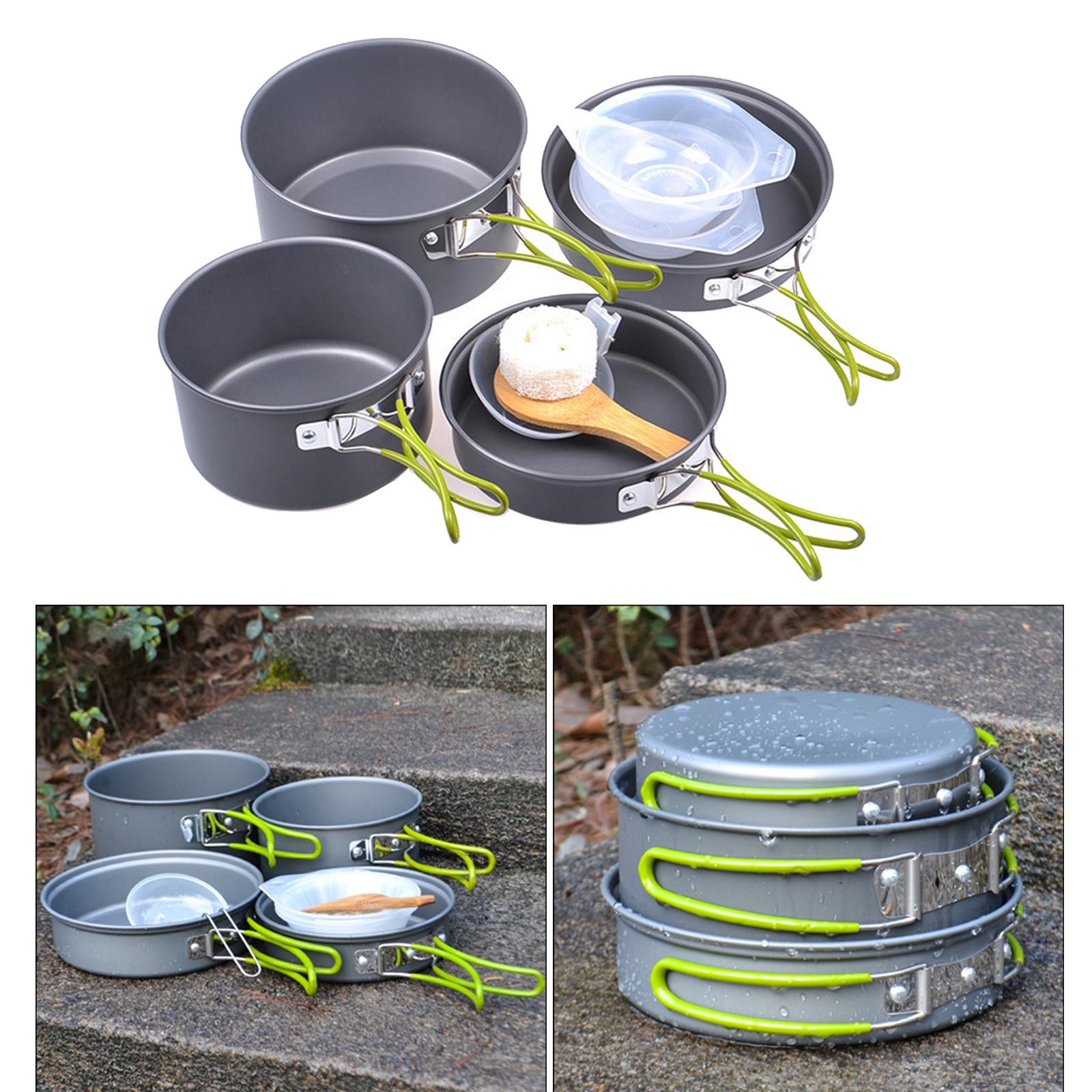 11 in 1 Portable Camping Cookware Kit Picnic Folding Aluminium Cooking Bowl Plate Spoon Campfire Utensils Backpacking Gear