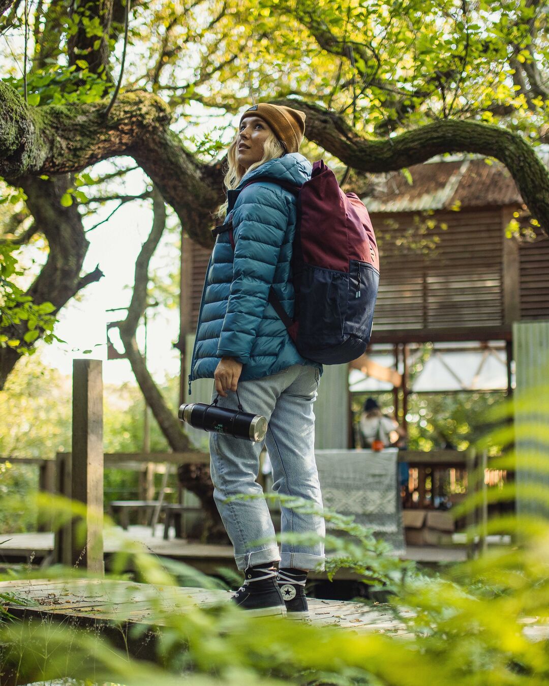 Backwoods Recycled Rolltop 32L Backpack - Navy/Burgundy