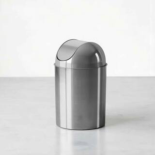 Dyiom 2.5 gal Mezzo Plastic Swing Top Lid Bathroom Trash Can Silver 116981097