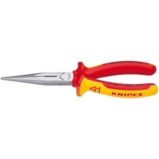 KNIPEX Heavy Duty Forged Steel 8 in. Long Nose Pliers with 61 HRC Cutting Edge and 1000-Volt Insulation 26 18 200 SBA