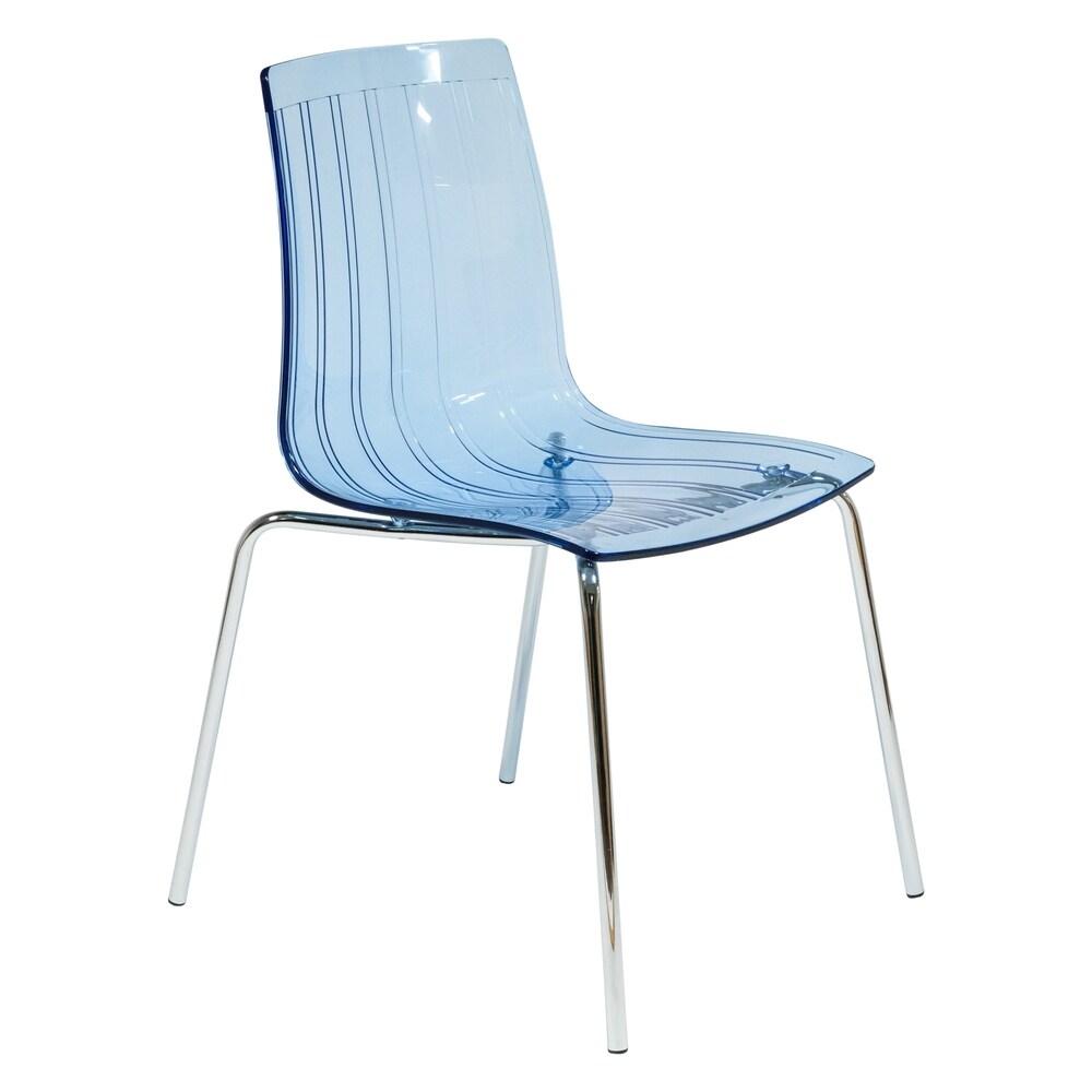 LeisureMod Ralph Mid Century Modern Blue Dining Side Chair