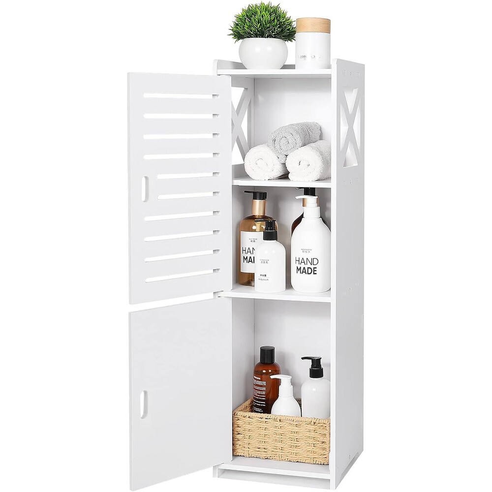 Bathroom Floor Cabinet Freestanding Double Door White