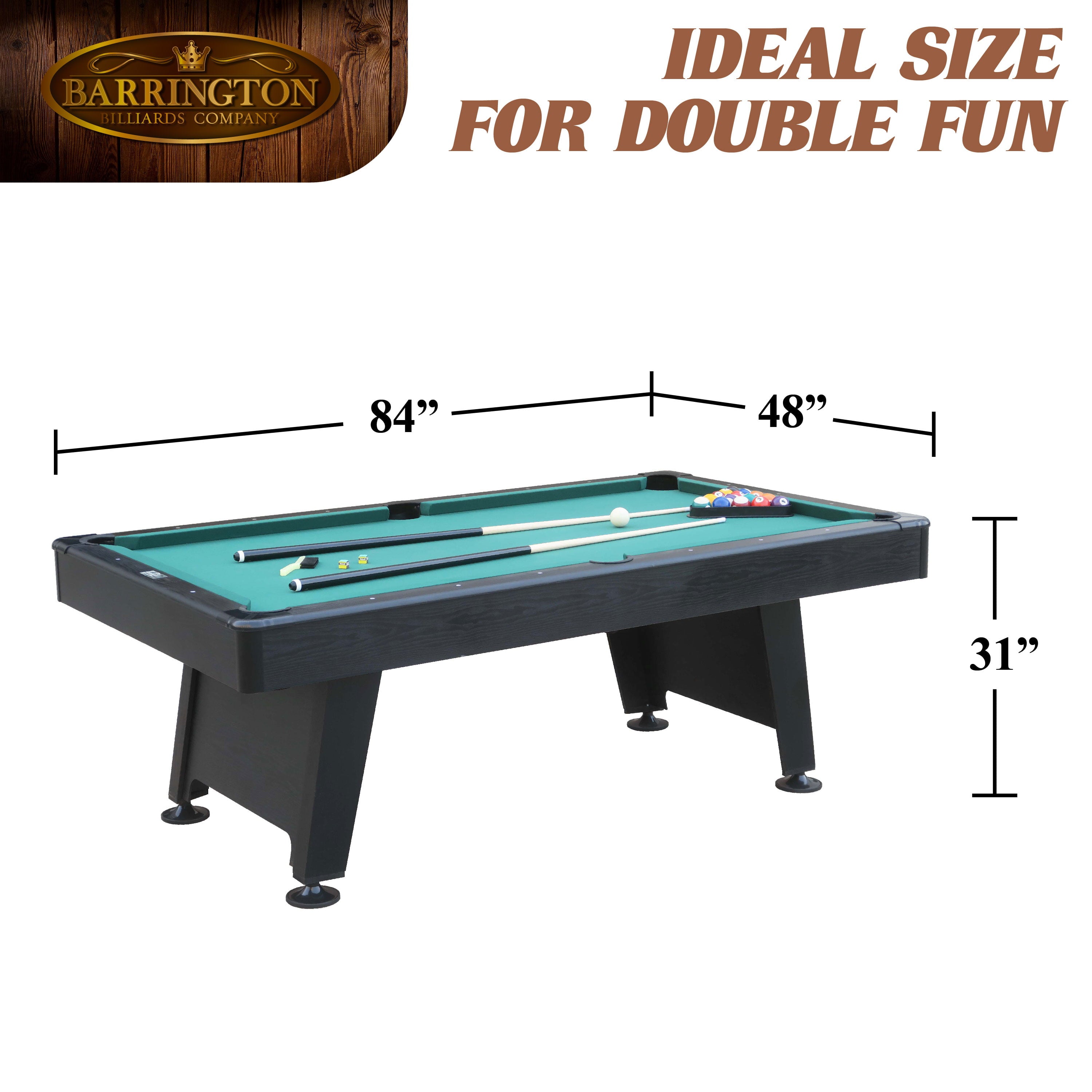 Barrington Billiard 84" Arcade Pool Table with Bonus Dartboard Set, Green