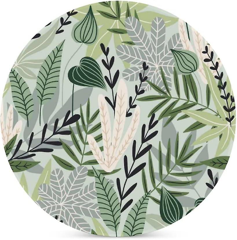 1pc Round Beautiful Print Tropical Leaves Ceramic Coasters With Cork-backed For Coffee Drink Cup Mat Absorbent Stone Coasters