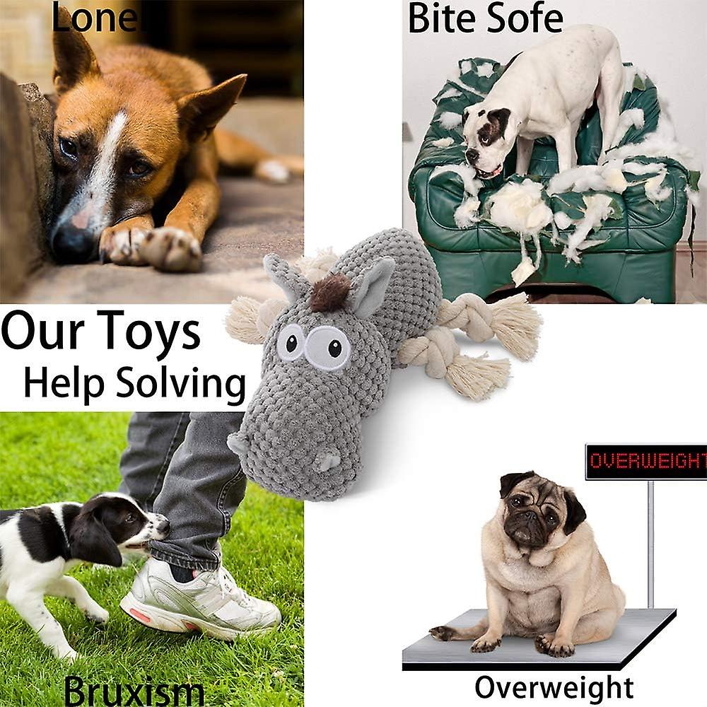 Dog Toy， Large Dog Squeaky Toys， Stuffed Animal Dog Plush Toy For Puppy， Small， Middle， Large Dogs (donkey(grey))