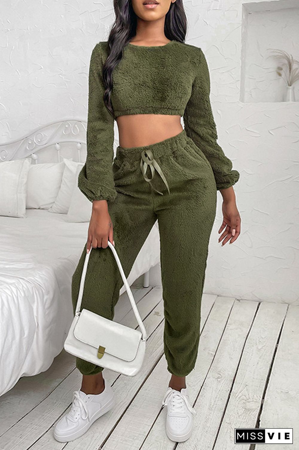 Long Sleeve Crop Tops & Pants Sports Set Wholesale