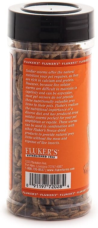 Fluker's Dried Soldierworms Reptile Food， 2.2-oz bag