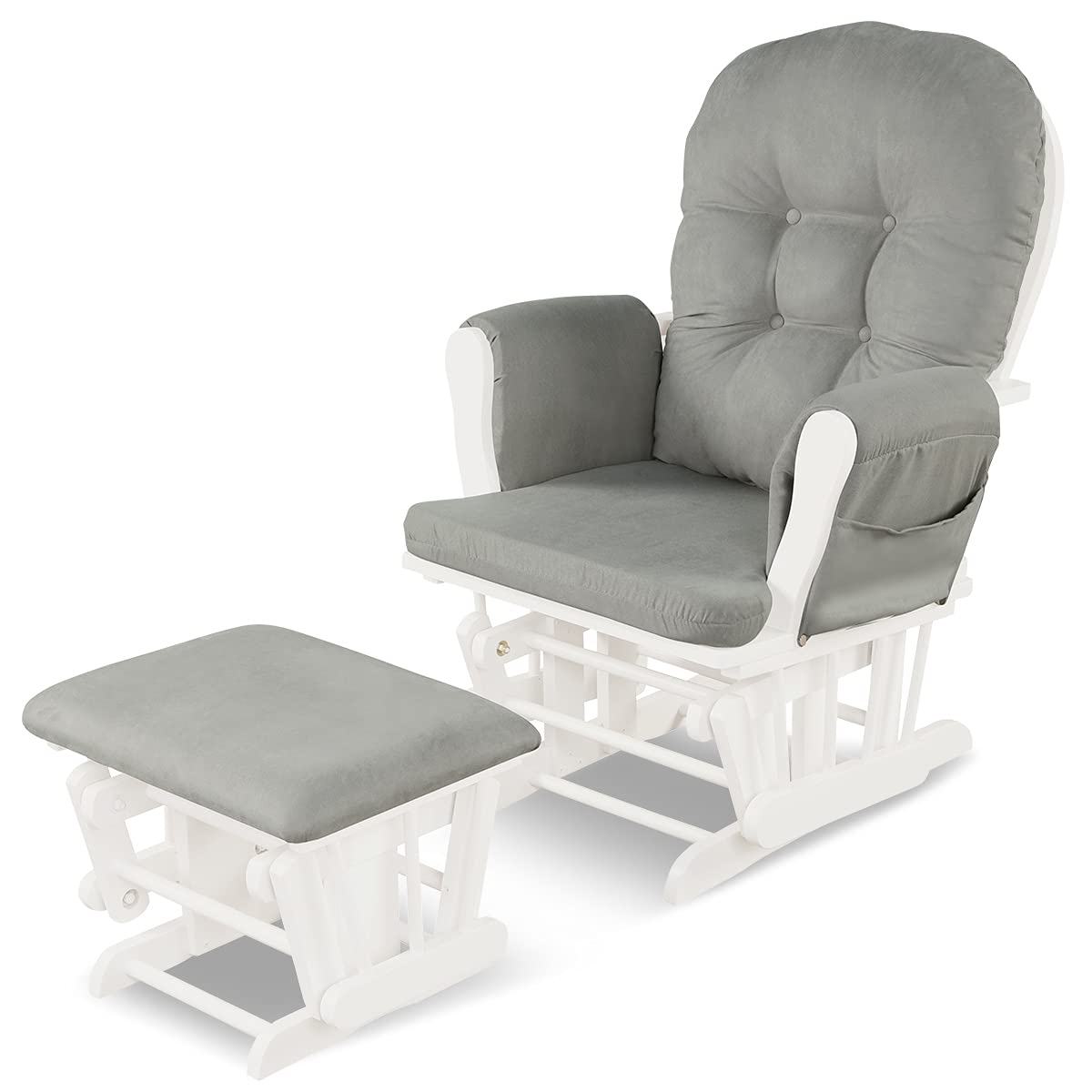 Costzon Glider and Ottoman Set, Wood Glider Rocker