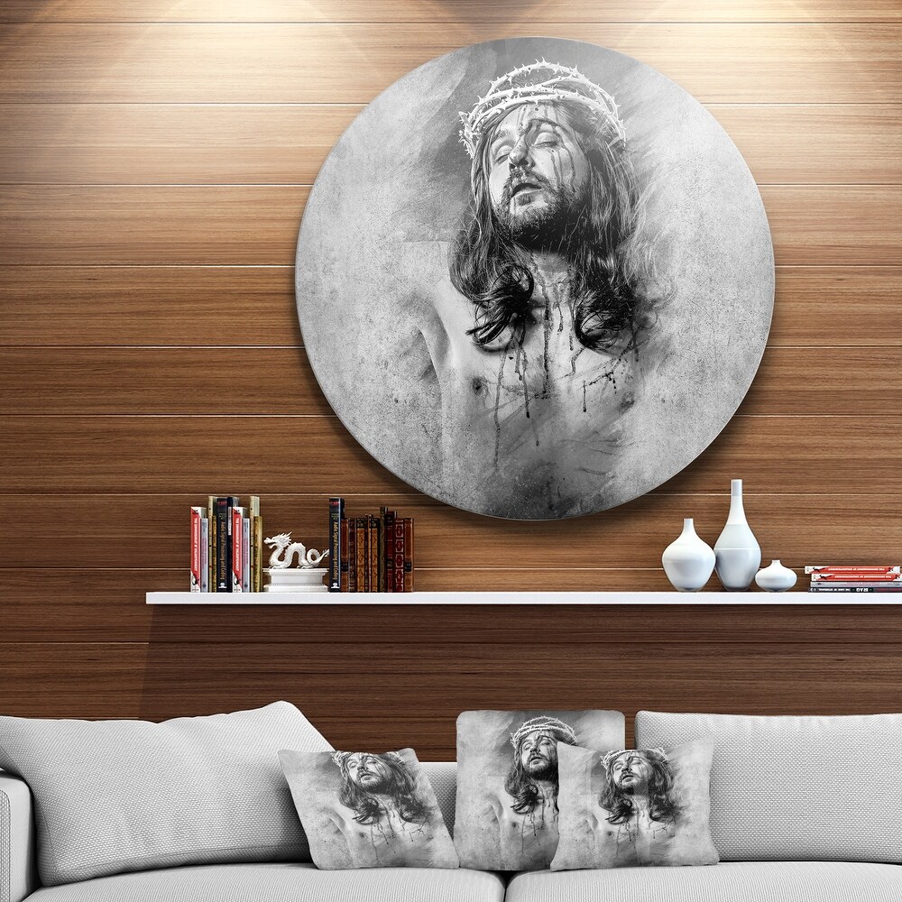 Designart 'Jesus Christ' Portrait Digital Art Circle Wall Art