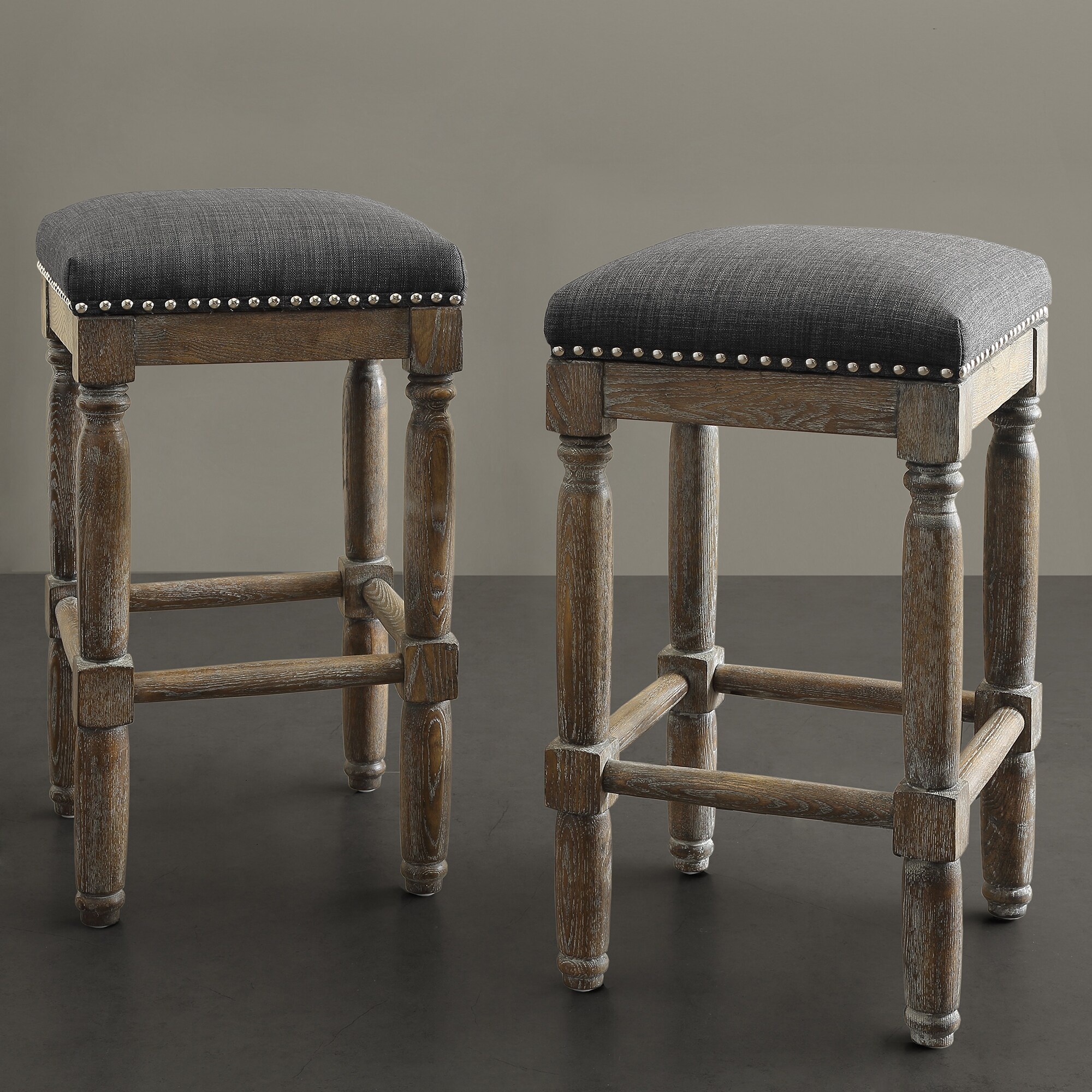 Madison Park Kagen Grey Stool (Set of 2)