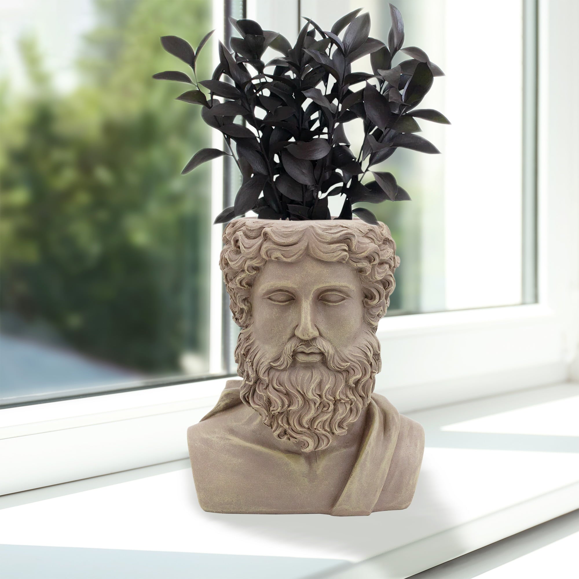 Esterno Greek God Zeus Planter Pot (Large Size); Garden Decor Statue Head Planter