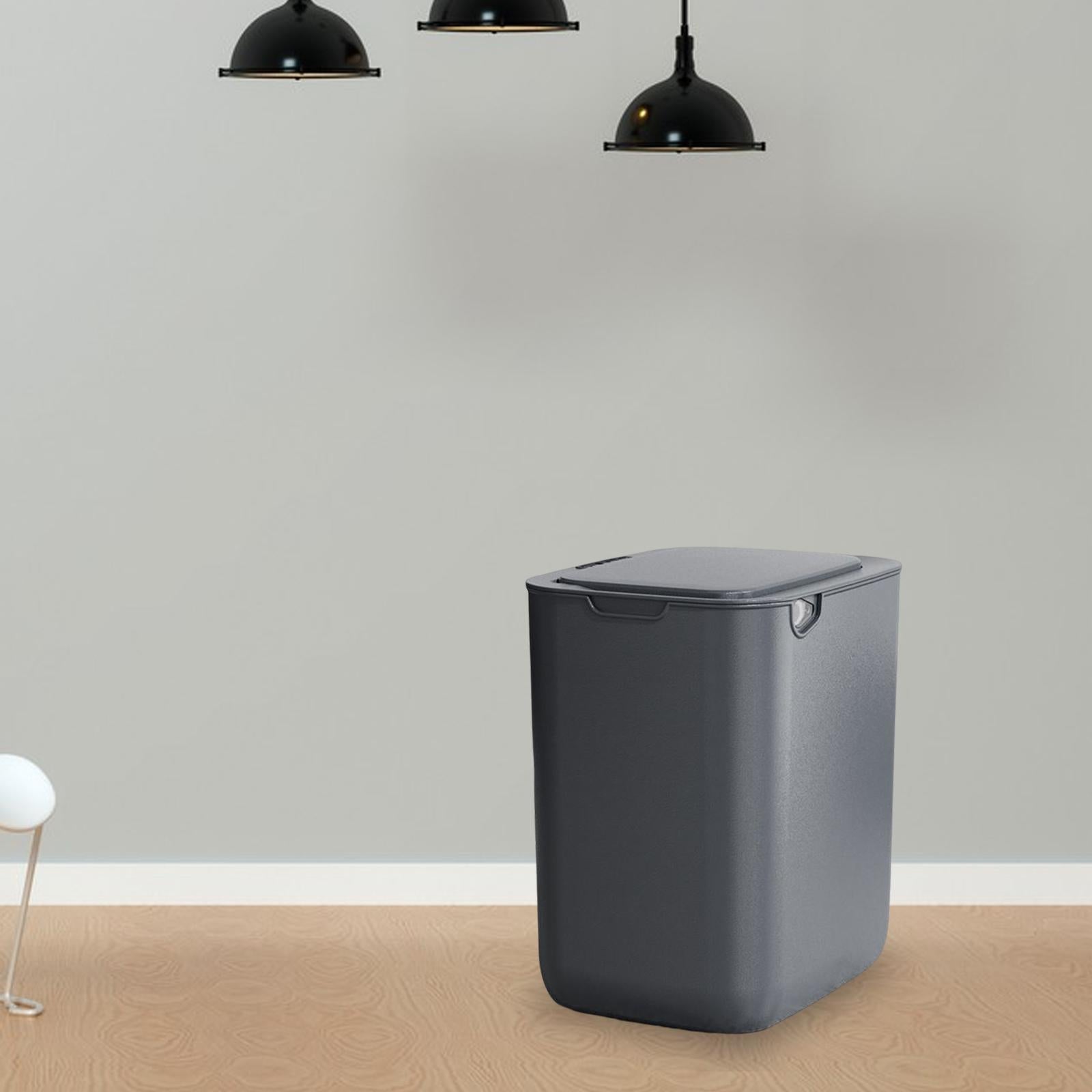 16L Smart Induction Trash Can Waterproof Garbage Bin for Living Room Garbage Gray