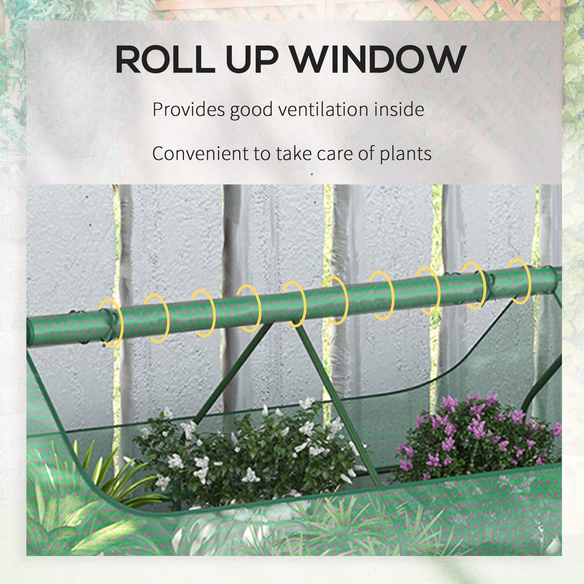 Outsunny Galvanized Raised Garden Bed with Mini Greenhouse Cover, Outdoor Metal Planter Box with 2 Roll-Up Windows for Growing Flowers, Fruits, Vegetables, and Herbs, 73" x 38" x 36", Green