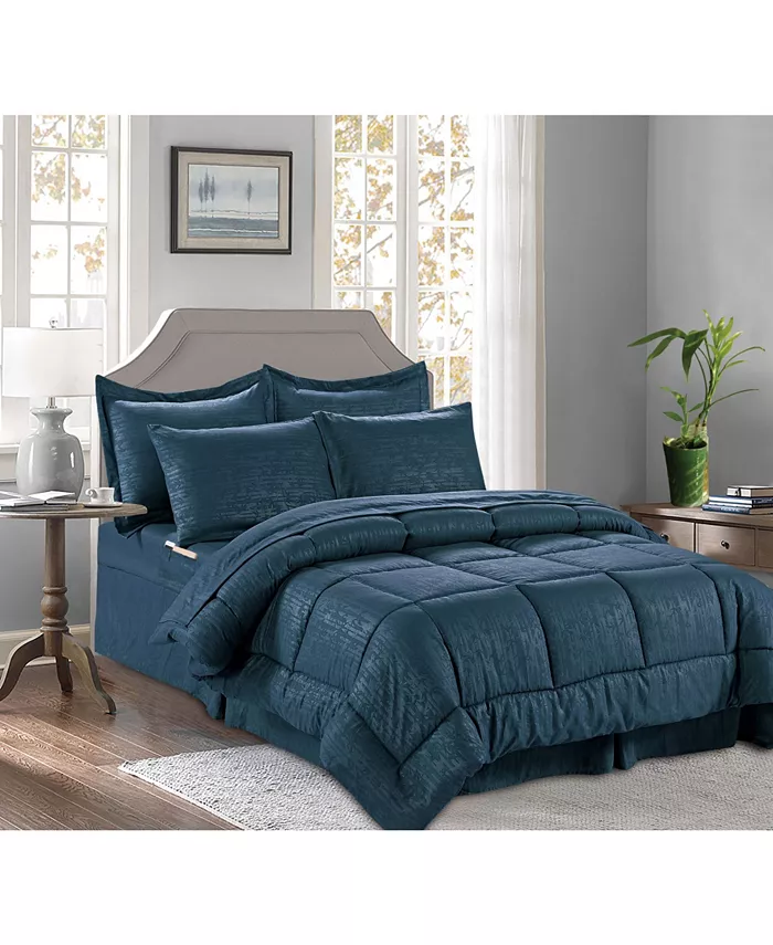 Elegant Comfort Bamboo Pinted 6 Pc. Comforter Set， Full Queen