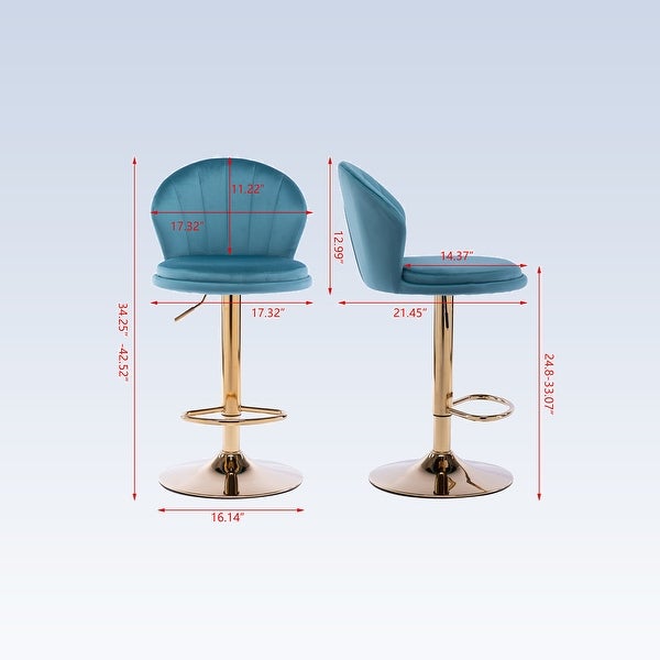 Modern Set of 2 Bar Stools with Footrest and Base