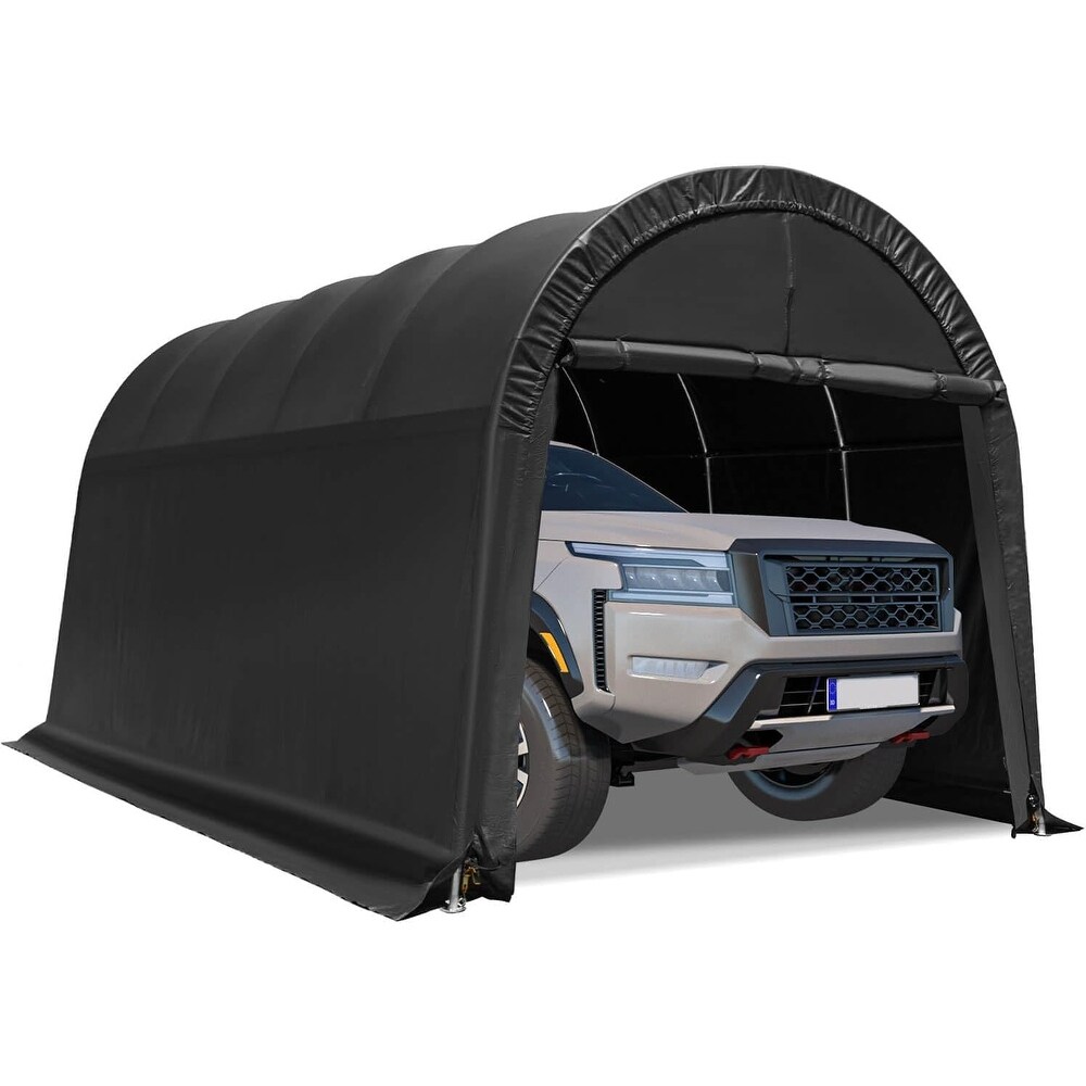 EROMMY Portable Garage  Heavy Duty Carport with  Steel Metal Frame and Round Style Roof