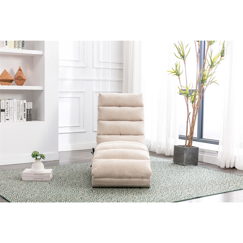 Modern Linen Ergonomic Massage and Heating Function Chaise Lounge with Remote Control and Side Pocket