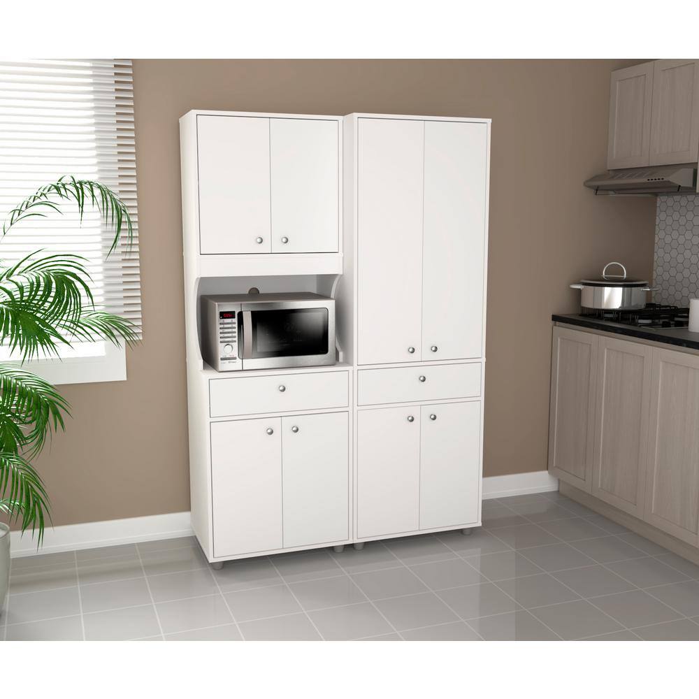 Inval Ready to Assemble 47.2 in. W x 70.5 in. H x 17 in. D Kitchen Storage Utility Cabinet in White (2-Piece) KS-GP3