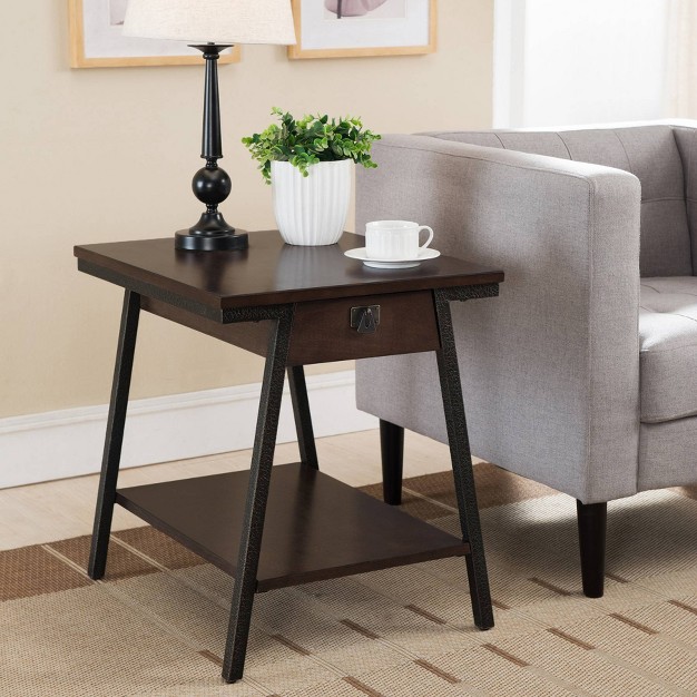 Empiria Modern Industrial Drawer End Table Brown Leick Home