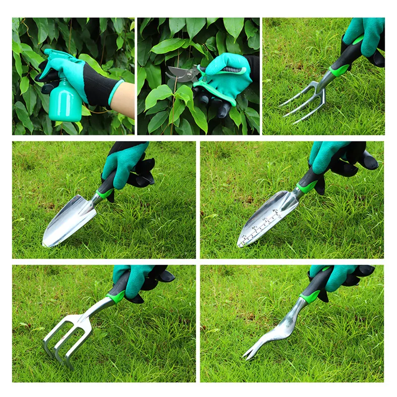 Garden tools 9 pcs set Aluminum alloy set for Weeding  loosening soil  planting