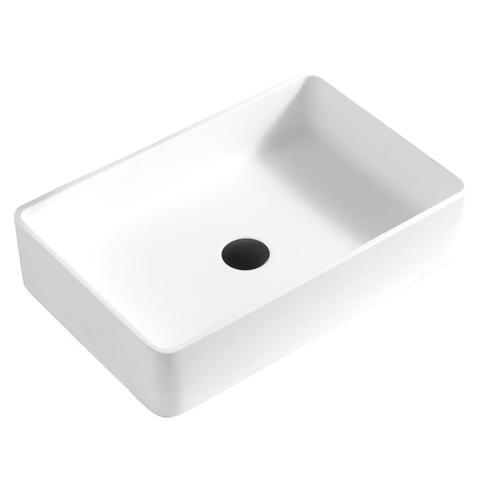 Karran Quattro 21 in. Matte White Acrylic Rectangular Vessel Sink QM176WH