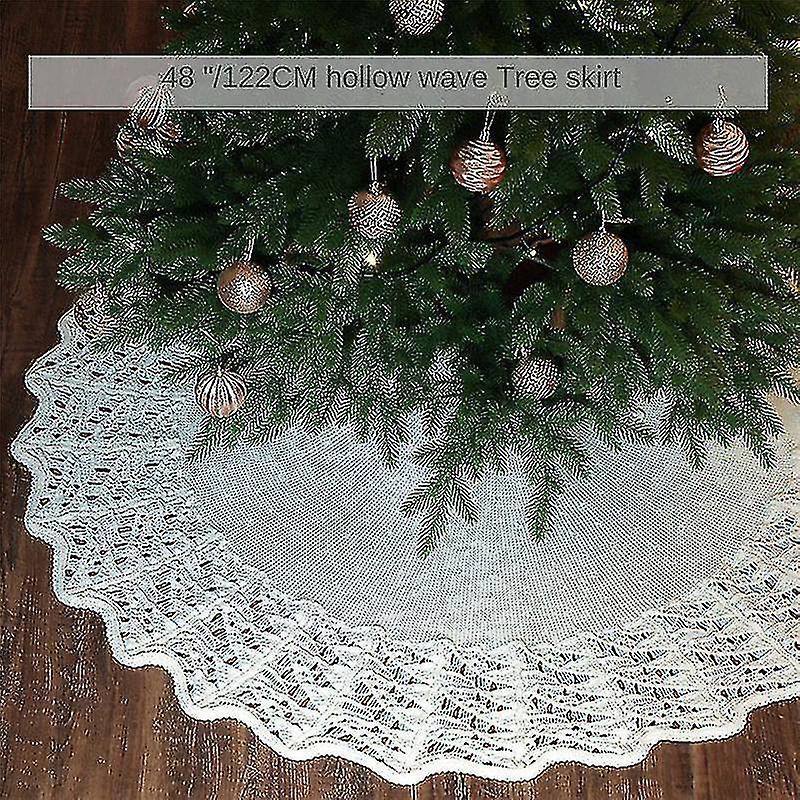 48 Inch Knitted With Wavy Edges Round For Xmas Holiday Party Decorations Grey