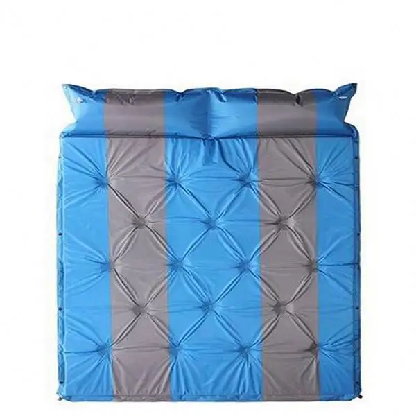 Comfortable double self inflating air sleeping pad for outdoor camping and backpacking