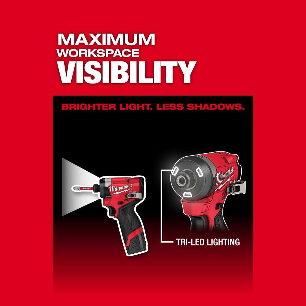 MW M12 FUEL 12-Volt Lithium-Ion Brushless Cordless 14 in. Hex Impact Driver Kit with M12 2.0Ah Battery 3453-22-48-11-2420