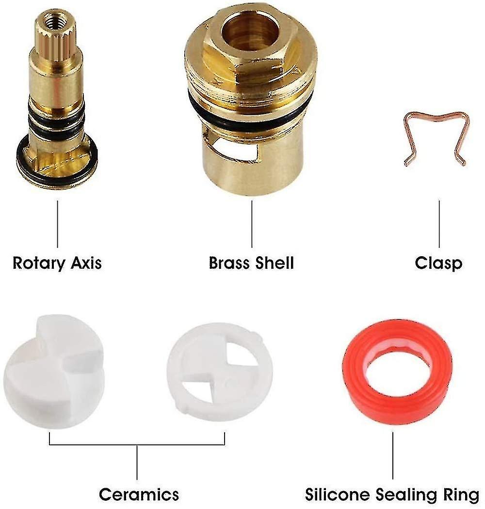 2pcs Replacement Tap Valves Brass Ceramic Stem Disc Cartridge Faucet Valve Quarter Turn 1/2