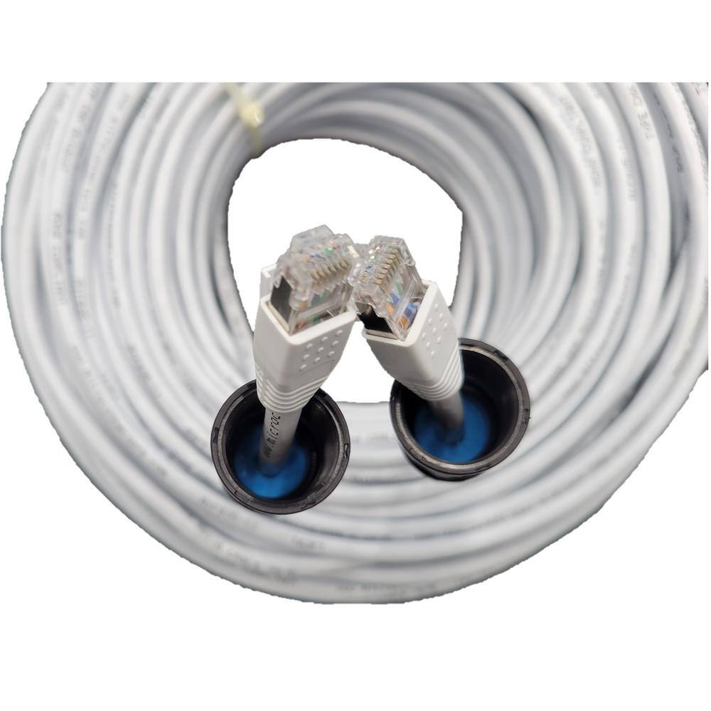 Micro Connectors Inc 200 ft. CAT6 Outdoor-Rated Shielded Ethernet Cable Kit with Waterproof Coupler in White E08-200WOU-KT