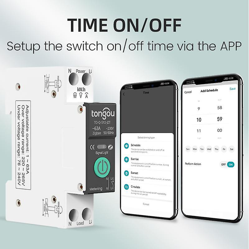 Tuya Wifi/zigbee Mcb Smart Circuit Breaker Over Current Under Voltage Protection Power Metering