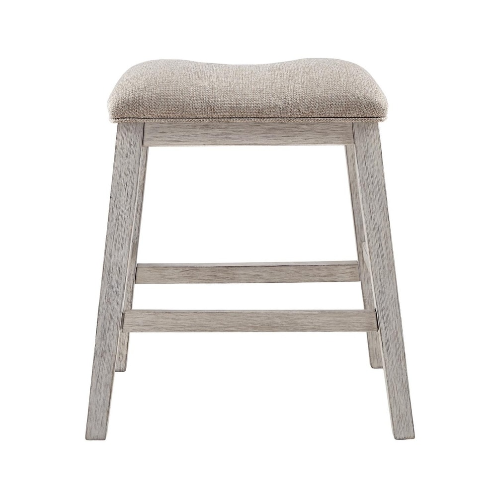 Signature Design by Ashley Mill Hill Grey and White Upholstered Counter Stool (Set of 2)   N/A