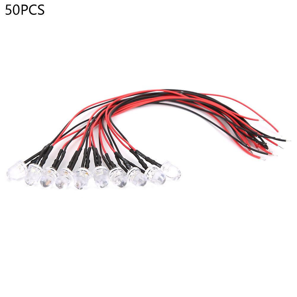 50PCS 12V 8mm Chromatic LED Lamp Beads with 20CM 26AWG Lead for Industrial SuppliesColorful Flash