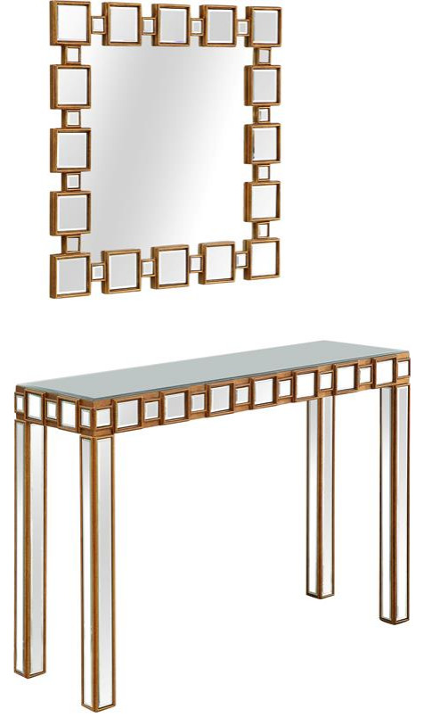 Camden Isle Orion Wall Mirror and Mirrored Console Table   Contemporary   Console Tables   by Homesquare  Houzz