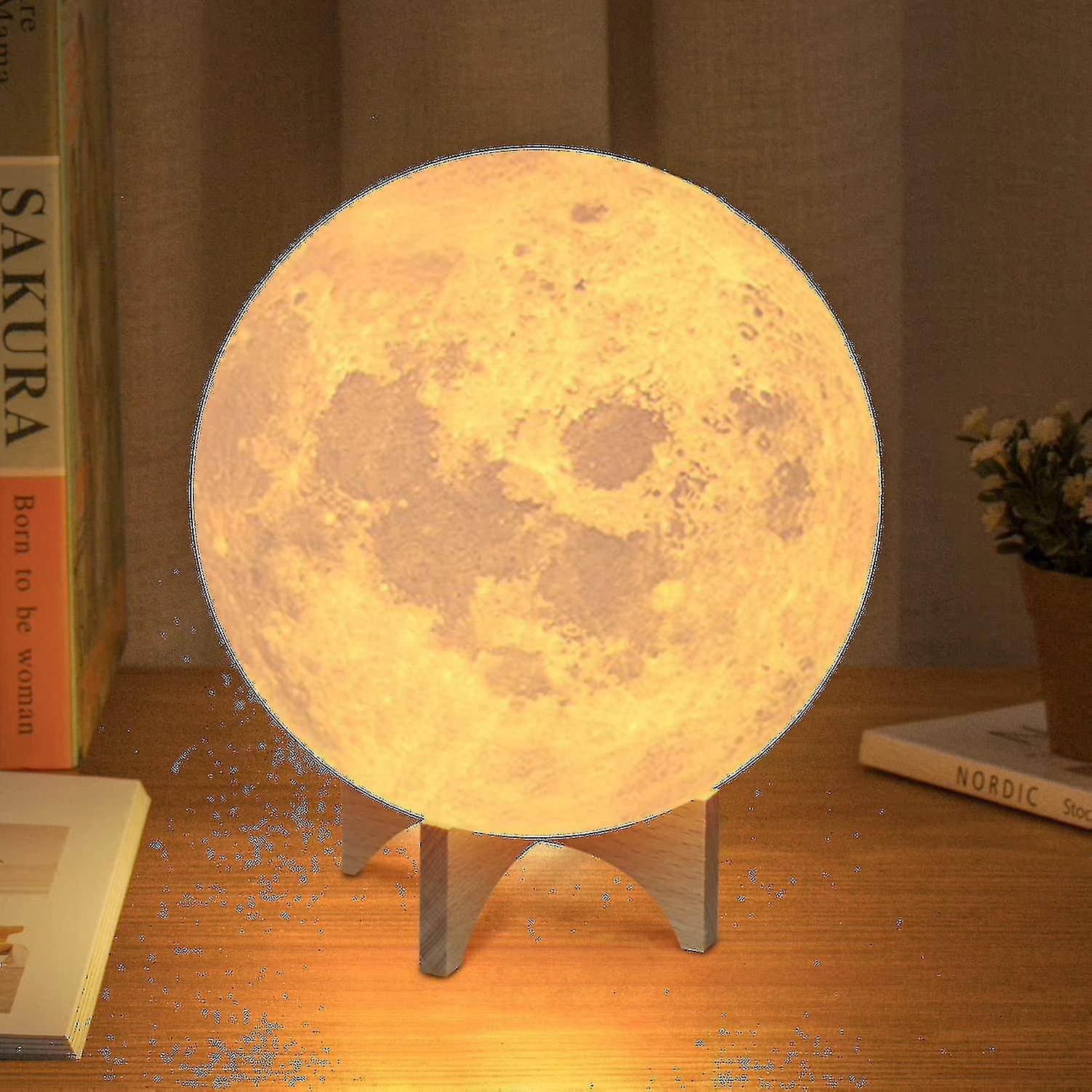 Moon Lamp， Oxyled 16 Colors 7.1 Inch 3d Print Moon Light With Stand Remote Touch Tap Control， Usb Rechargeable Dimmable Led Night Lights For Kids Adul