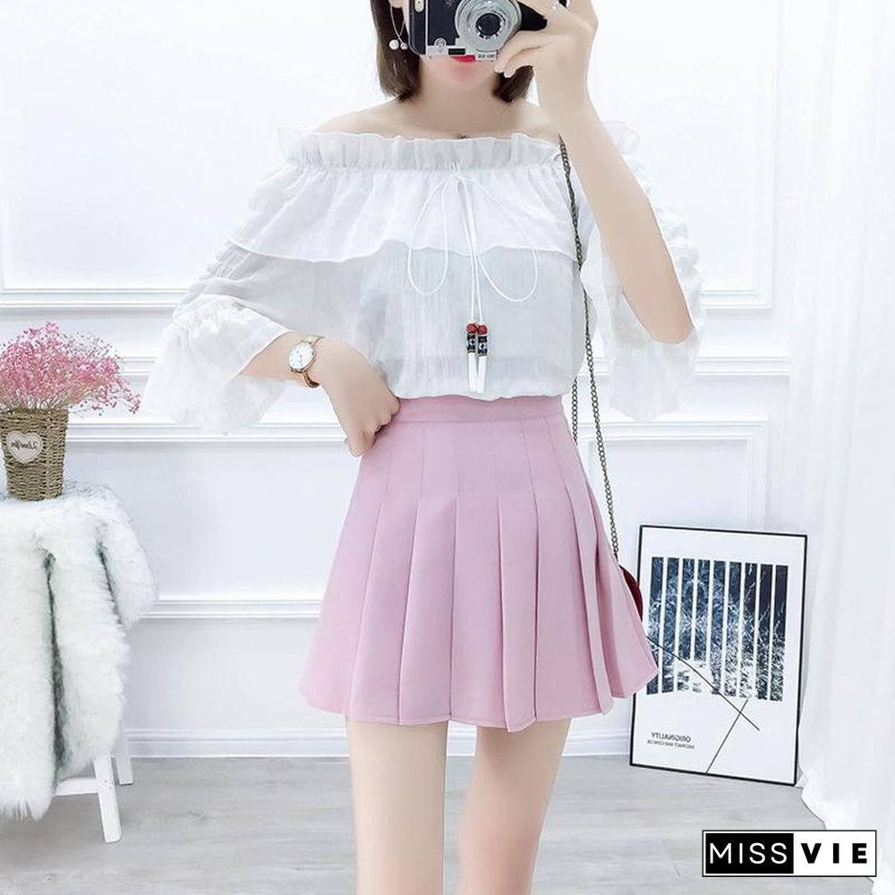 Sweet Off Shoulder Tee+Fishtail Skirt P15801