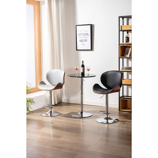 Porthos Home Reina Swivel Bar Stool， Height Adjustable， PU Upholstery