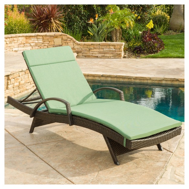 Salem Brown Wicker Adjustable Chaise Lounge With Arms Dark Green Christopher Knight Home