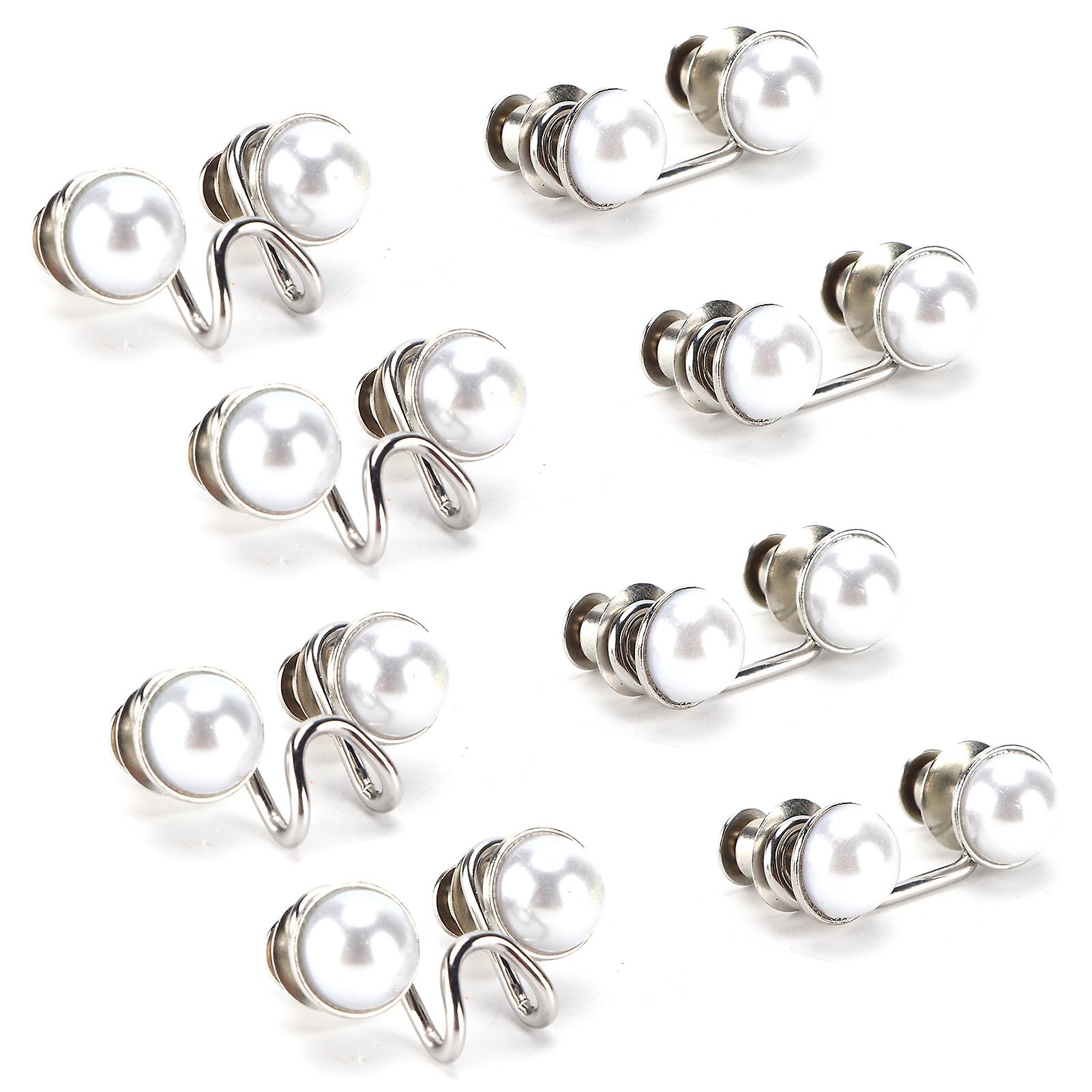 16pcs Button Pins Reusable Sturdy Durable Detachable Card Slot Design Convenient Jean Buttonsmall White Pearl