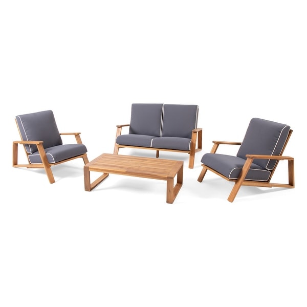 Paloma Outdoor Acacia 4piece Cushioned Chat Set by Christopher Knight Home