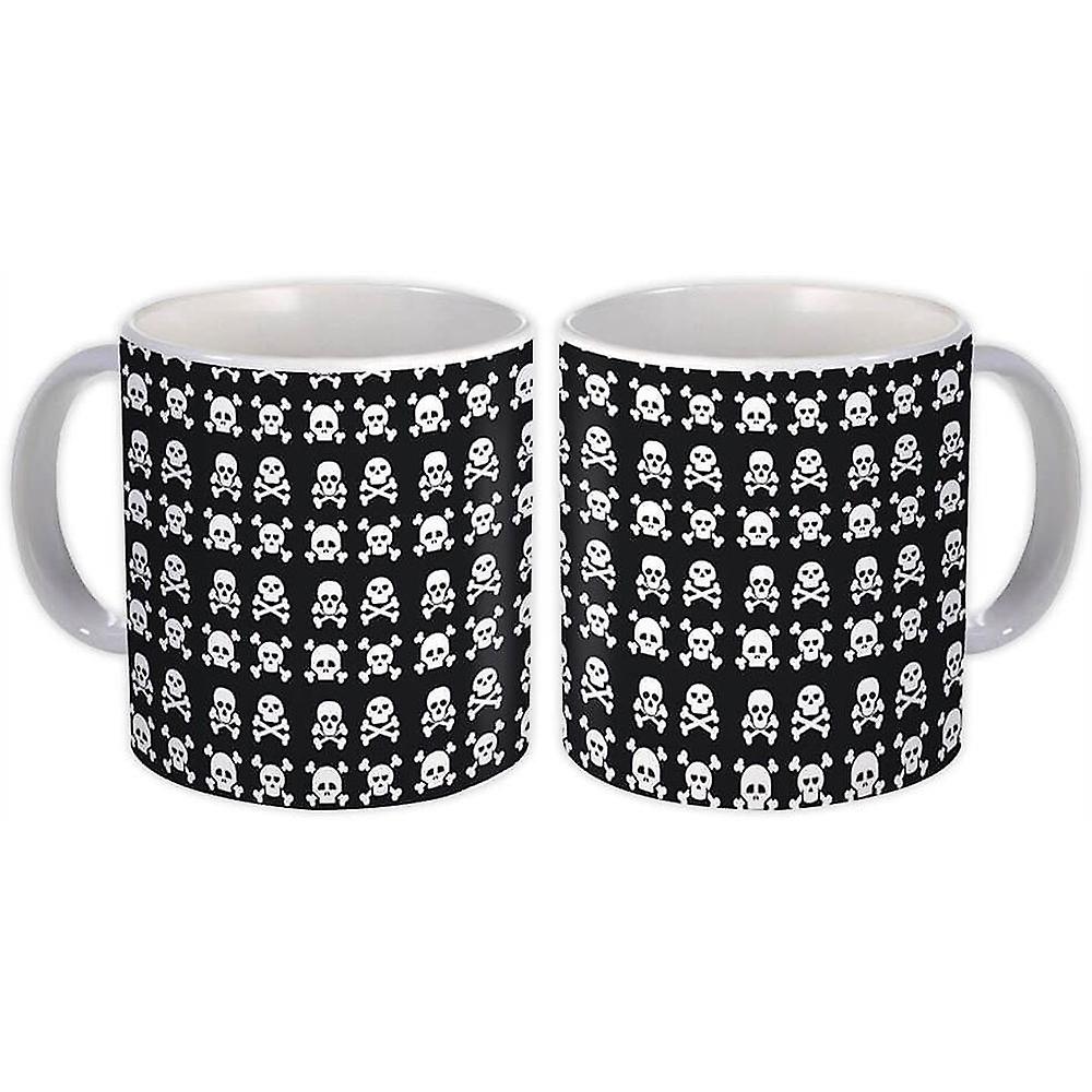 Gift Mug: Skulls Bones Pattern Black