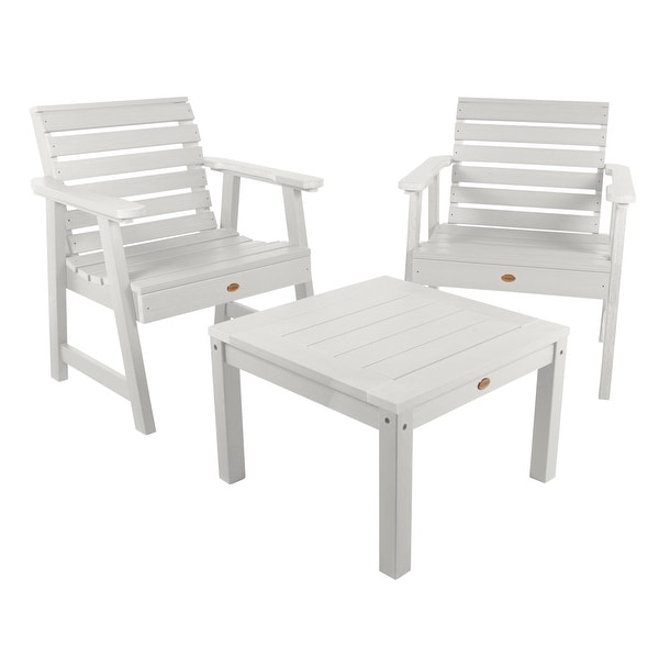 2 Highwood Weatherly Garden Chairs with 1 Square Side Table