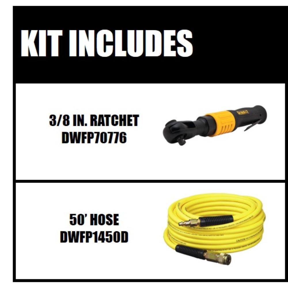 DW 38 in. Pneumatic Ratchet and 50 ft. x 14 in. Air Hose DWMT70776W1450D