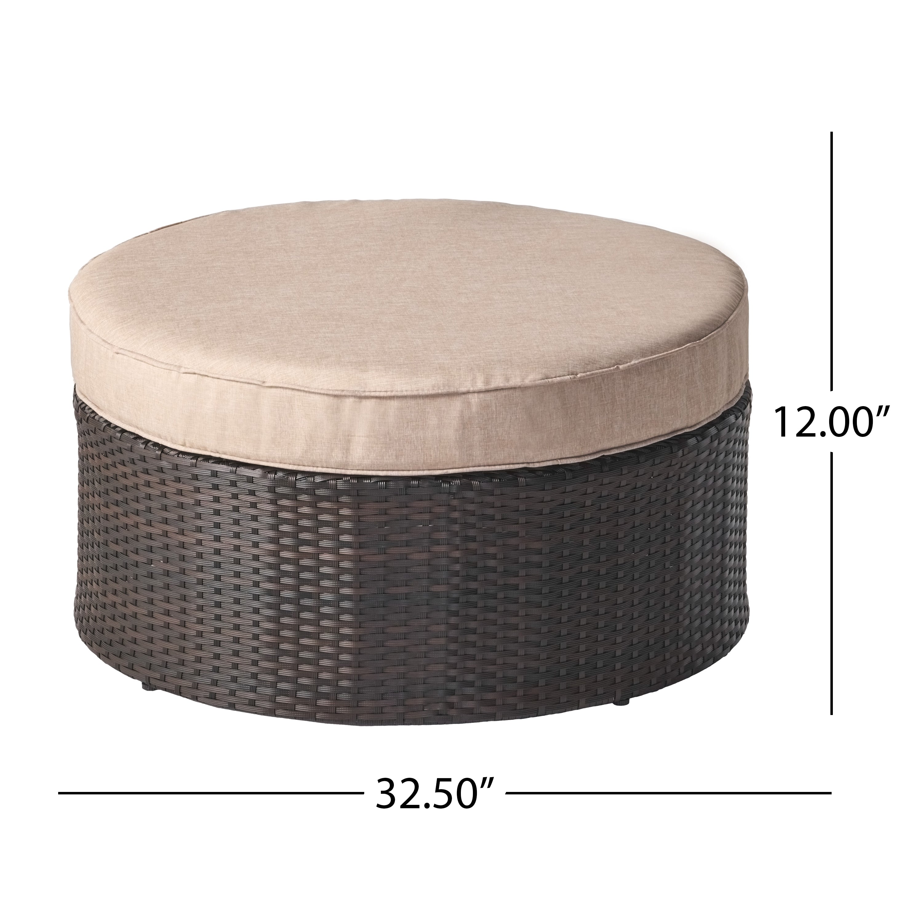 Boden Outdoor Wicker Ottoman with Cushion